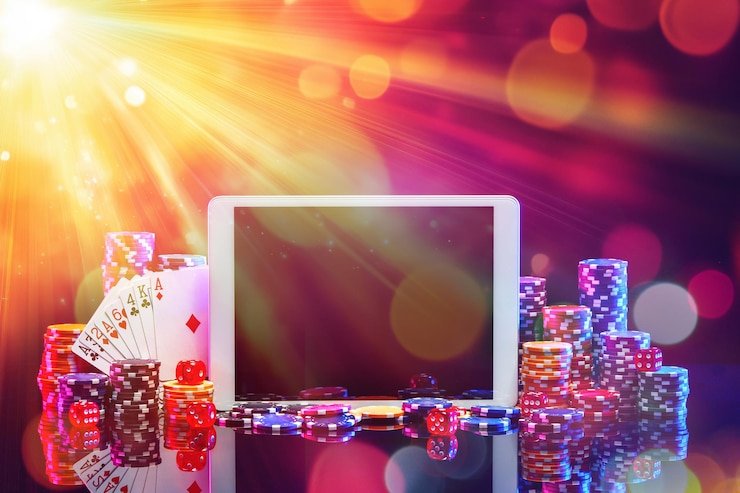 Tata letak meja baccarat dengan area taruhan Pemain, Bankir, dan Seri